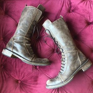 FRU.IT Brown Distressed Leather Lace Up Boots 8/38